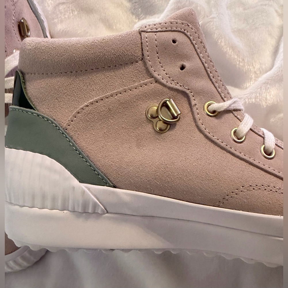 Keds Suede High-Tops in Beige and Sage - Picture 3 of 7